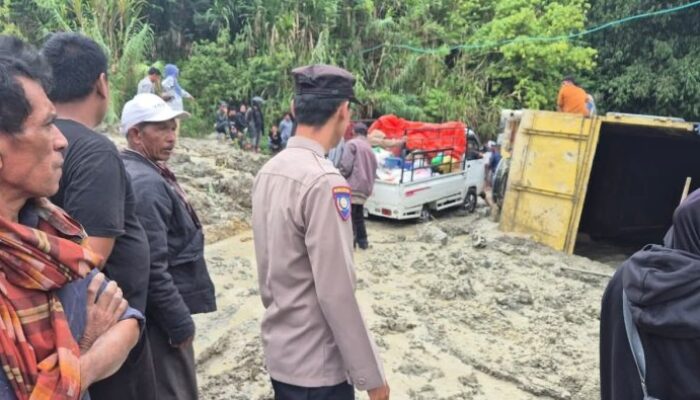 Longsor Alahan Panjang Lumpuhkan Jalan: Satu Truk Terbalik di Jurang!